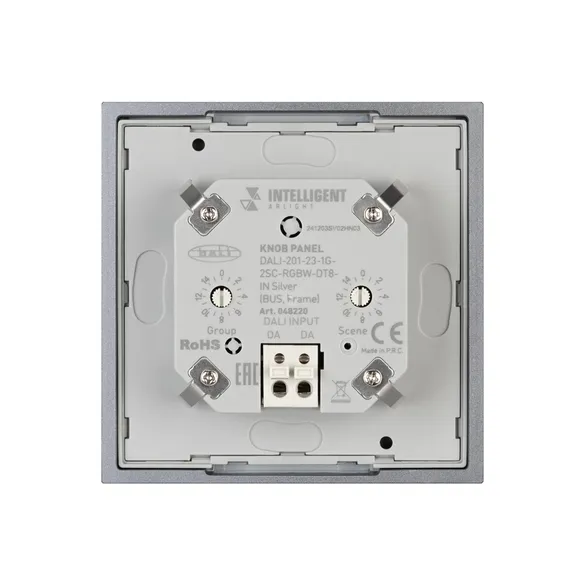 INTELLIGENT ARLIGHT Кнопочная панель DALI-201-23-1G-2SC-RGBW-DT8-IN Silver (BUS, Frame) (IARL, IP20 Металл, 3 года)