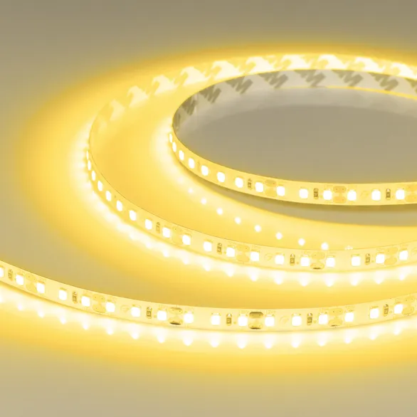 Светодиодная лента RT-A120-8mm 12V Yellow (9.6 W/m, IP20, 2835, 5m) (Arlight, 9.6 Вт/м, IP20)