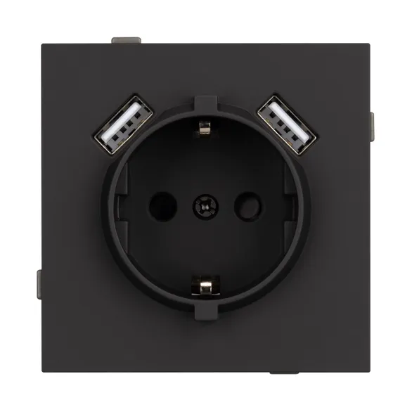 Механизм розетки с USB зарядкой SCT-TENDO-MUAA-SFPL-BK (230V, 16A) (Arlight, -)