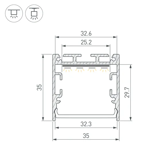 Профиль SL-LINE-3535-3000 BLACK с рефлектором (Arlight, Алюминий)