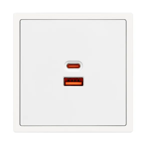 Механизм розетки с быстрой USB зарядкой SCT-NOBE-MUAC-SFPL-FC-WH (65W, QC3) (Arlight, Белый кварц)