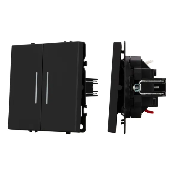 Механизм выключателя двухклавишный проходной LED SWT-NOBE-MKP2-SFPL-L-BK (230V, 10A) (Arlight, -)