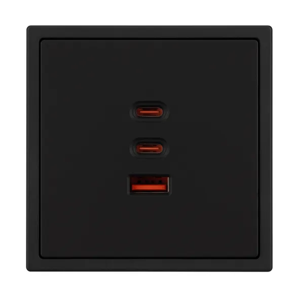 Механизм розетки с быстрой USB зарядкой SCT-NOBE-MUACC-SFPL-FC-BK (65W, QC3) (Arlight, -)