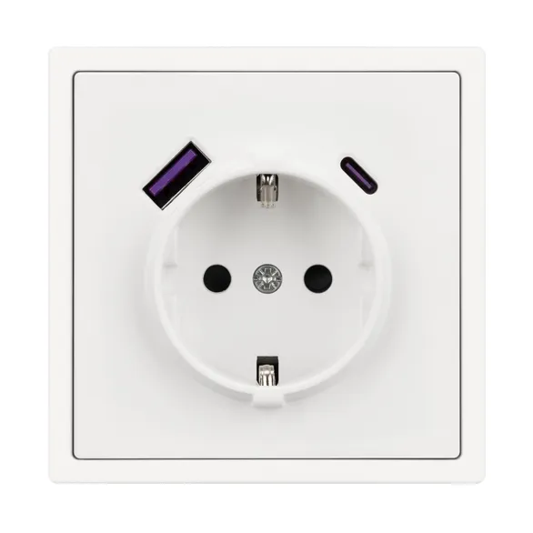Механизм розетки с USB зарядкой SCT-NOBE-MUAC-SFPL-WH (230V, 16A) (Arlight, Белый кварц)
