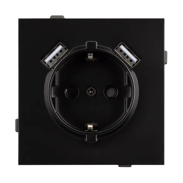 Механизм розетки с USB зарядкой SCT-TENDO-MUAA-PL-BK (230V, 16A) (Arlight, -)
