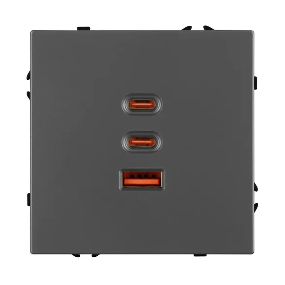 Механизм розетки с быстрой USB зарядкой SCT-NOBE-MUACC-SFPL-FC-GR (65W, QC3) (Arlight, -)