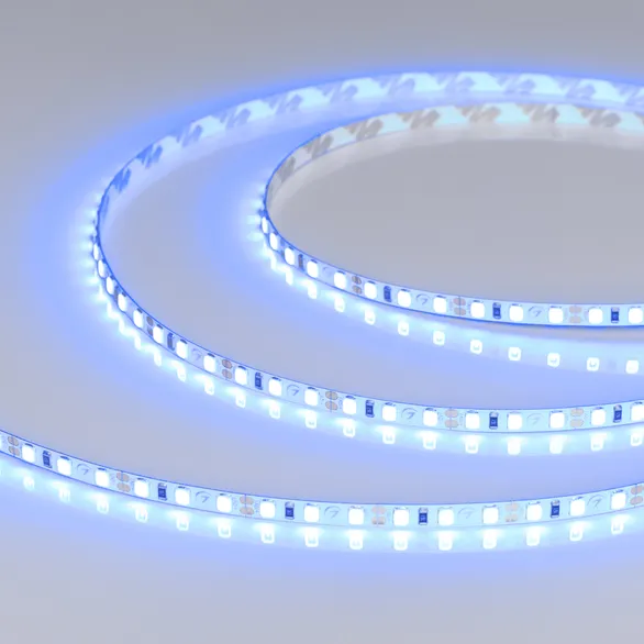 Светодиодная лента RT-A120-5mm 12V Blue (9.6 W/m, IP20, 5m) (Arlight, 9.6 Вт/м, IP20)