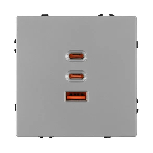Механизм розетки с быстрой USB зарядкой SCT-NOBE-MUACC-SFPL-FC-IS (65W, QC3) (Arlight, -)