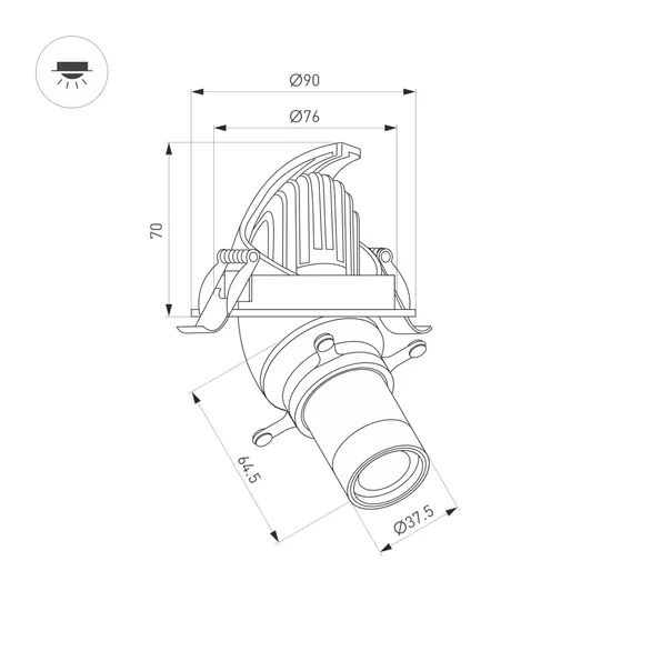 Светильник LGD-ARTIFACT-BUILT-FLAP-CROPLENS-R90-12W Warm2700 (Черный, 55 deg, 230V) (Arlight, IP20 Металл, 5 лет)