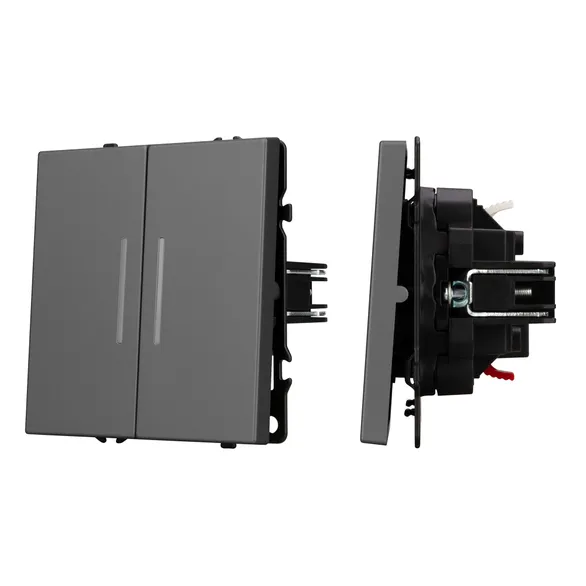Механизм выключателя двухклавишный проходной LED SWT-NOBE-MKP2-SFPL-L-GR (230V, 10A) (Arlight, -)