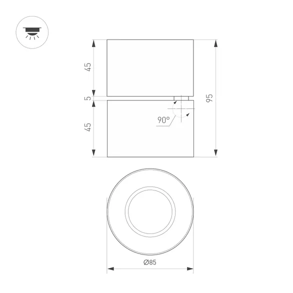 Светильник SP-POINT-SURFACE-R85-12W Warm3200-MIX (BK, 15 deg, 230V) (Arlight, IP20 Металл, 5 лет)