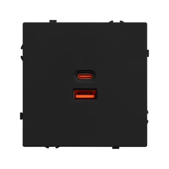 Механизм розетки с быстрой USB зарядкой SCT-NOBE-MUAC-SFPL-FC-BK (65W, QC3) (Arlight, Черный оникс)