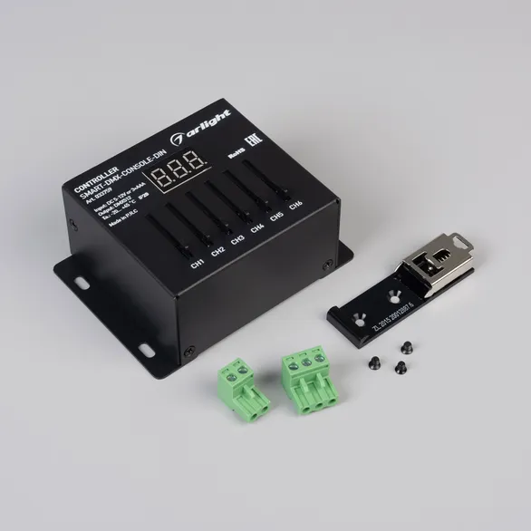 Контроллер SMART-DMX-CONSOLE-DIN (5-12V, 6CH, XLR3) (Arlight, IP20 Металл, 5 лет)
