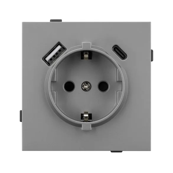 Механизм розетки с USB зарядкой SCT-TENDO-MUAC-PL-GR (230V, 16A) (Arlight, -)