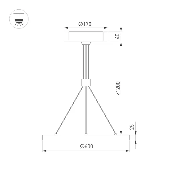 Светильник SP-CONGO-CAN-1-R600-36W Warm3000 (BK, 120 deg, 230V) (Arlight, IP20 Металл, 5 лет)