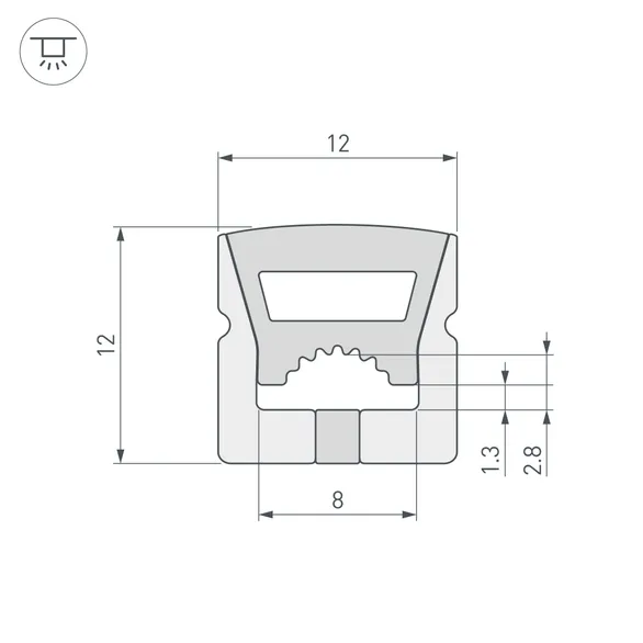 Силиконовый профиль WPH-FLEX-1212-TOP-S8-5m WHITE (Arlight, Силикон)