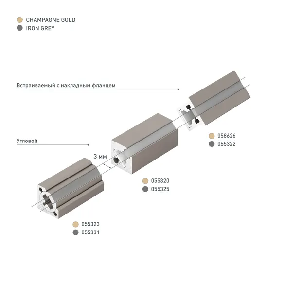 Профиль с экраном SL-KANT-H10-SQUARE-2000 IRON GREY (Arlight, Алюминий+пластик)