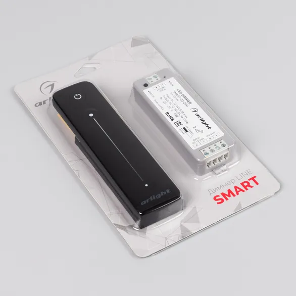 Диммер SMART-DIM-SET-LINE (12-24V, 1x8A, ПДУ 2.4G) (Arlight, IP20 Пластик, 5 лет)