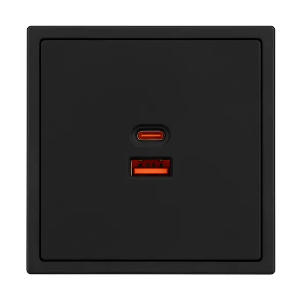 Механизм розетки с быстрой USB зарядкой SCT-NOBE-MUAC-SFPL-FC-BK (65W, QC3) (Arlight, Черный оникс)