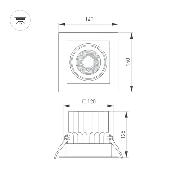 Светильник MS-VORTEX-BUILT-S140x140-30W Day4000 (WH-WH, 17 deg, 230V) (Arlight, IP20 Металл, 5 лет)