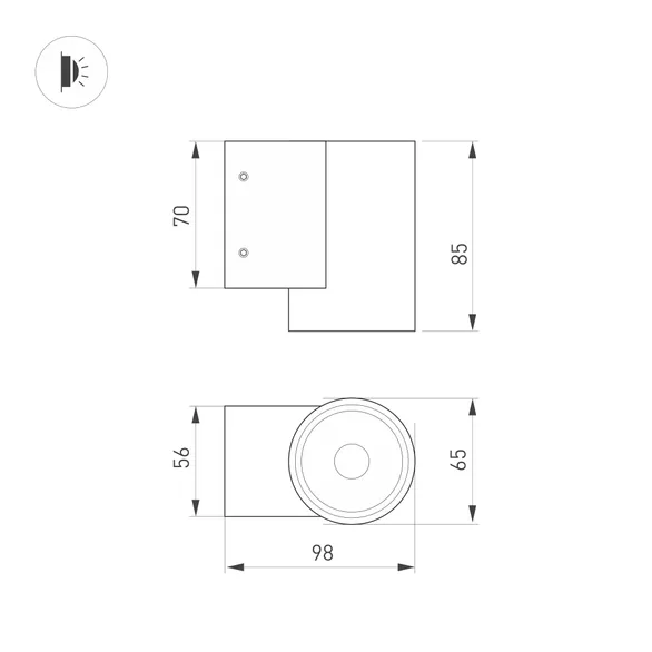 Светильник LGD-RAY-WALL-R65-9W Warm3000 (GR, 23 deg, 230V) (Arlight, IP65 Металл, 3 года)