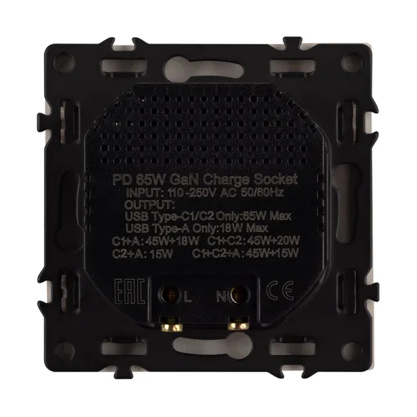 Механизм розетки с быстрой USB зарядкой SCT-NOBE-MUACC-SFPL-FC-GD (65W, QC3) (Arlight, -)