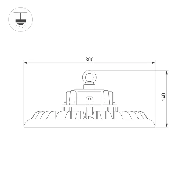 Светильник SP-ARIVA-DIM-R300-150W White5000 (BK, 90 deg, 230V, 0-10V) (Arlight, IP65 Металл, 5 лет)