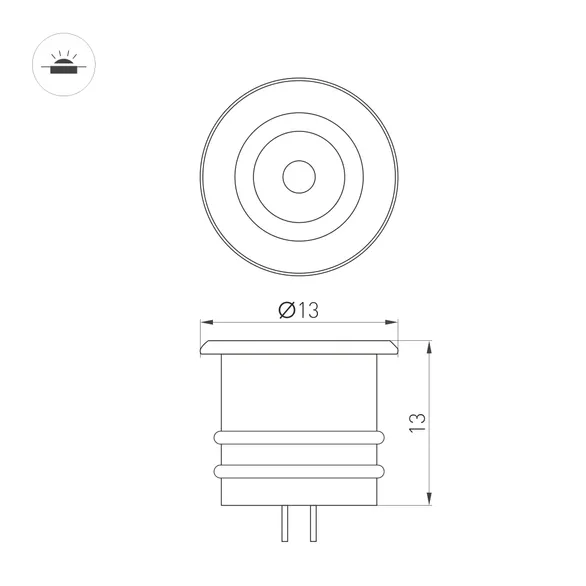 Светильник ART-PICCOLO-BUILT-R13-1W Warm3000 (BK, 30 deg, 3V) (Arlight, IP40 Металл, 3 года)