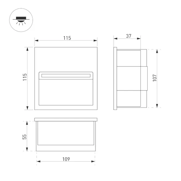 Светильник LTD-TRAIL-S115x115-4W Warm3000 (GR, 70 deg, 230V) (Arlight, IP65 Металл, 3 года)