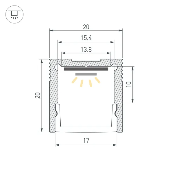 Профиль SL-SLIM20-H20-2000 ANOD (Arlight, Алюминий)