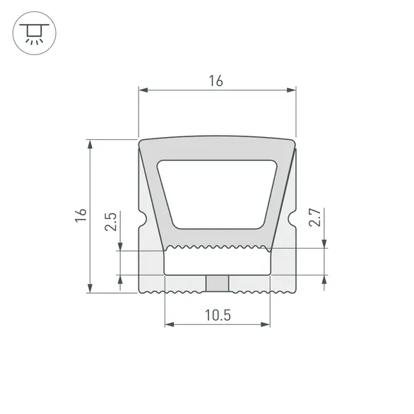 Силиконовый профиль WPH-FLEX-1616-TOP-S11-50m WHITE (Arlight, Силикон)