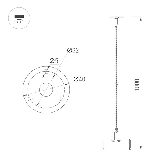 Подвес ALT-TUBULAR-HANG-L1000 (SL) (Arlight, -)