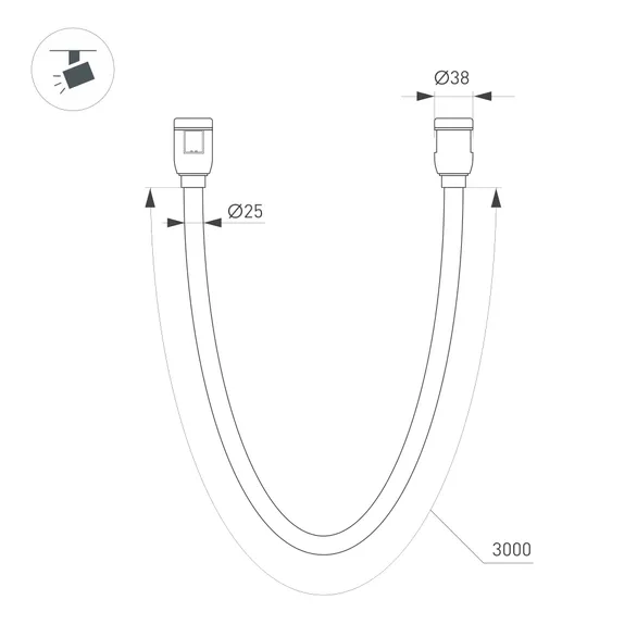 Светильник ART-APRIORI-TUBE-ELASTIC-R38-L3000-36W Warm3000 (GD, 360 deg, 48V) (Arlight, IP20 Металл, (Arlight, IP20 Металл, 3 года)