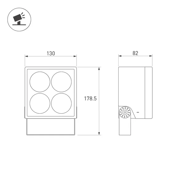 Светильник ALT-BLOCK-S130x130-15W Warm3000 (GR, 60 deg, 230V) (Arlight, IP66 Металл, 3 года)