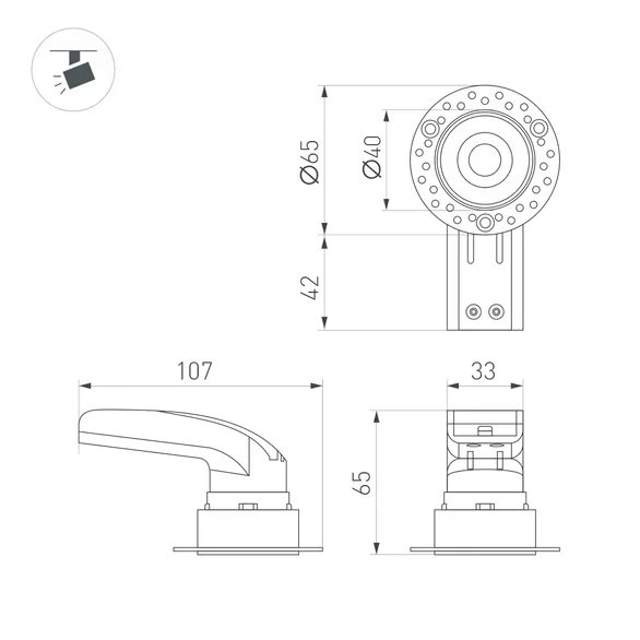 Светильник MS-RIALTO-TRIMLESS-R40-9W Warm2700 (WH, 36deg, 230V) (Arlight, IP20 Металл, 5 лет)