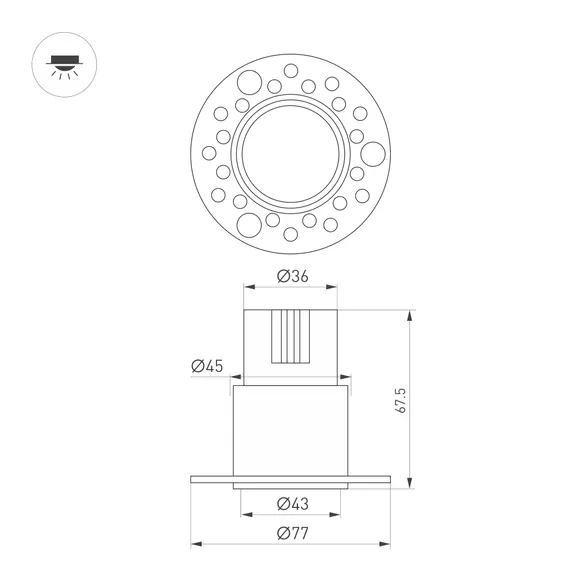 Светильник MS-INVISIO-TRIMLESS-R45-10W Warm2700 (WH-WH, 36 deg, 230V) (Arlight, IP54 Металл, 5 лет)