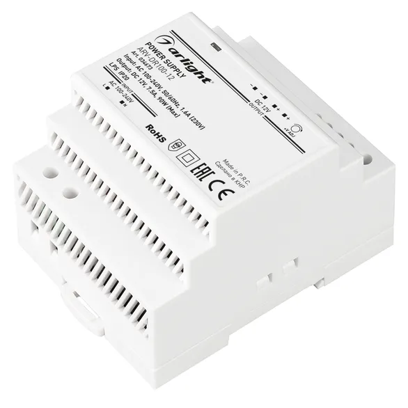 Блок питания ARV-DR100-12 (12V, 7.5A, 90W) (Arlight, IP20 DIN-рейка)