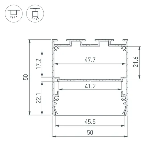 Профиль LINE-M-5050-2500 BLACK (Arlight, Алюминий)