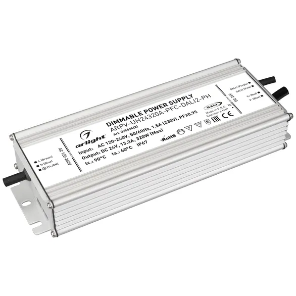 Блок питания ARPV-UH24320A-PFC-DALI2-PH (24V, 13.3A, 320W) (Arlight, IP67 Металл, 7 лет)