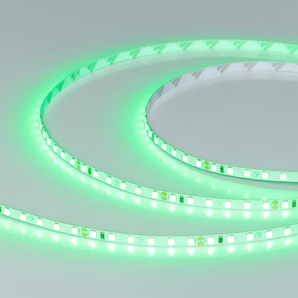 Светодиодная лента RT-A120-5mm 24V Green (9.6 W/m, IP20, 2835, 5m) (Arlight, узкая)