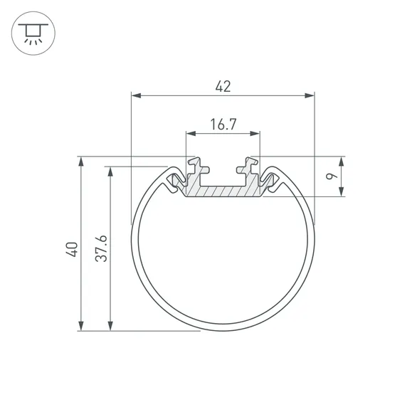 Профиль ROUND-D40-2000 ANOD (Arlight, Алюминий)