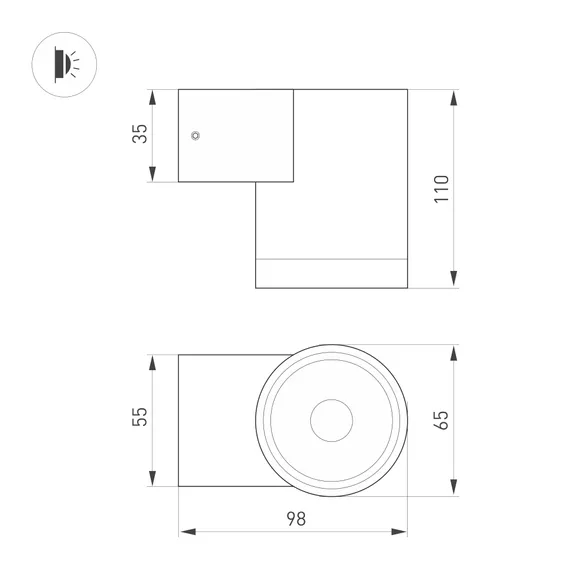 Светильник LGD-RAY-WALL-R65-12W Day4000 (GR, 6 deg, 230V) (Arlight, IP65 Металл, 3 года)