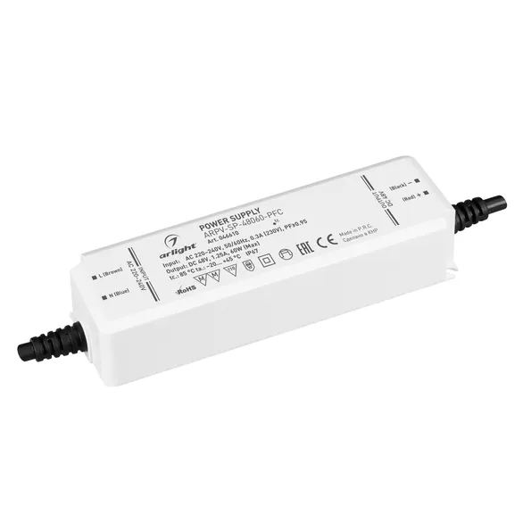 Блок питания ARPV-SP-48060-PFC (48V, 1.25A, 60W) (Arlight, IP67 Пластик, 5 лет)