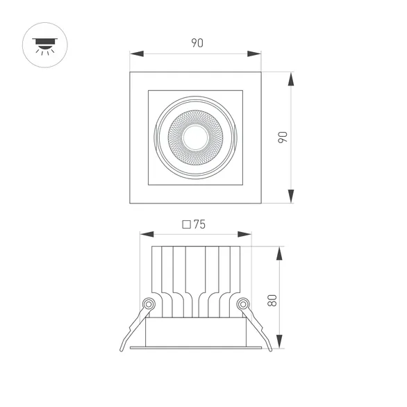 Светильник MS-VORTEX-BUILT-S90x90-12W Warm3000 (BK-BK, 40 deg, 230V) (Arlight, IP20 Металл, 5 лет)