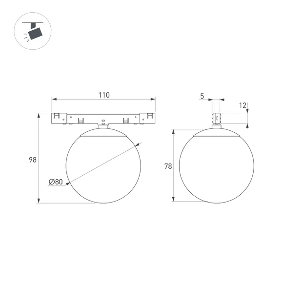 Светильник MAG-MICROCOSM-SFERO-R80-7W Day4000 (BK, 230 deg, 24V) (Arlight, IP20 Металл, 5 лет)