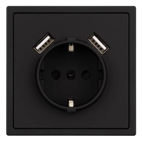Механизм розетки с USB зарядкой SCT-NOBE-MUAA-SFPL-BK (230V, 16A) (Arlight, Черный оникс)