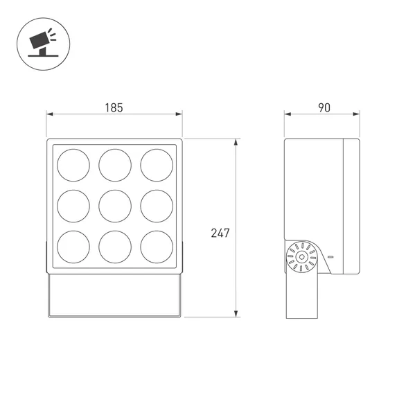 Светильник ALT-BLOCK-S185x185-36W Day4000 (GR, 36 deg, 230V) (Arlight, IP66 Металл, 3 года)
