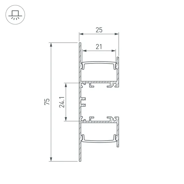 Профиль WALL-2575-DUAL-2000 ANOD BLACK (Arlight, Алюминий)