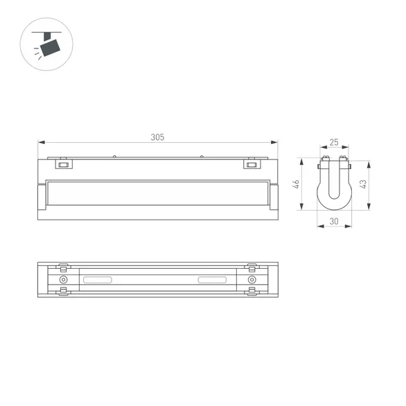 Светильник MAG-VIBE-FLAT-TURN-L305-12W Day4000-MIX (BK, 110 deg, 48V, DALI) (Arlight, IP20 Металл, 5 лет)