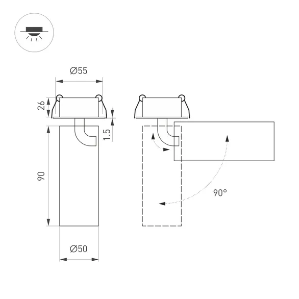 Светильник SP-GABI-BUILT-FLAP-R50-9W Warm3000 (WH, 60 deg, 230V) (Arlight, IP40 Металл, 5 лет)